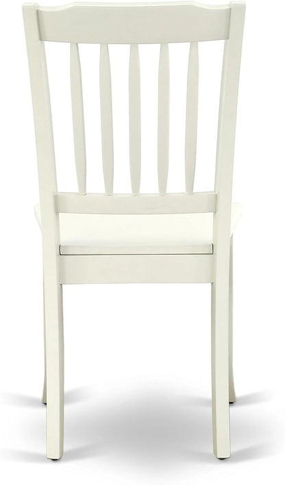 East West Furniture AMDA3-LWH-W 3 Piece Dinette Set for Small Spaces Contains a Round Kitchen Table with Pedestal and 2 Dining Chairs, 36x36 Inch, Linen White