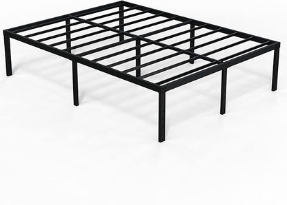EMODA 18 Inch California King Bed Frames Heavy Duty Tall Metal Cal King Platform with Large Storage Space, No Box Spring Needed, Noise Free, Black