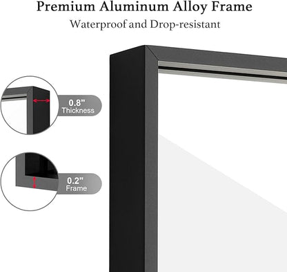 26x40 Inch Black Bathroom Mirror, Copper-Free Mirror, Aluminum Alloy Frame Vanity Mirror, Rectangle Wall Mounted Mirror, Modern Mirror for Bedroom/Living Room/Porch Horizontal or Vertical