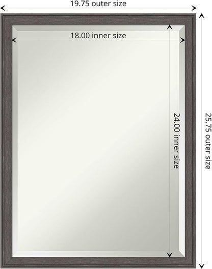Amanti Art Silver Bathroom Mirror for Over Sink, 26x20 Florence Pewter Rectangle Vanity Mirror, Medium Casual Frame, Hangs Horizonally and Vertically, Bathroom Wall Decor, Beveled Edge from WI, USA
