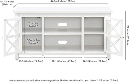 Henn&Hart Rectangular TV Stand for TV's up to 55" in White, TV Stands for the Living Room
