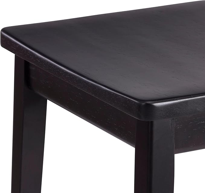 Plank+Beam Smythe Dining Stool, 18" Vanity Stools, Set of 2, Sturdy Wood Modern Kitchen Stool, Saddle Seat Backless Chair, Metal Footrest, Black