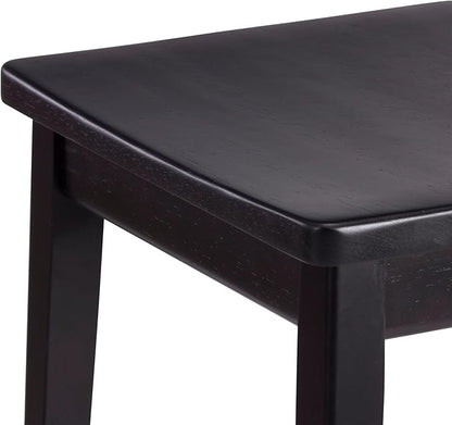 Plank+Beam Smythe Dining Stool, 18" Vanity Stools, Set of 2, Sturdy Wood Modern Kitchen Stool, Saddle Seat Backless Chair, Metal Footrest, Black