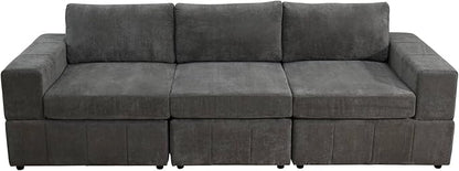 Sectional Couches for Living Room, 103″3 Seater Cloud Couch, Modern Comfy Sectional Sofa with Deep Seats for Bedroom, Office, Small Space, Brown