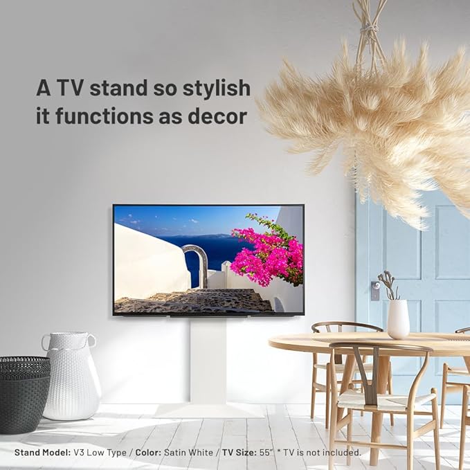 WALL V3 Low Type | Sleek Japanese 32-80 Inch Universal Side TV Stand Adjustable Mount, No Drill | White Oak
