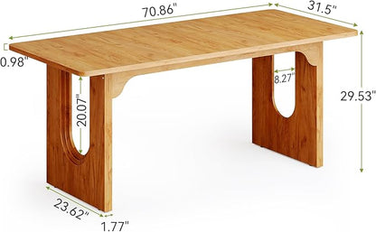 LITTLE TREE 70.8-Inch Home Office Desk, White Computer Desk with Storage, Study Writing Work Desk for Home Office, Spacious Modern Simple Desk, Brown