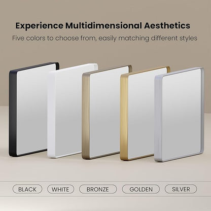 Brushed Nickel Bathroom Mirror 72x36 Inch, Brushed Silver Metal Frame Mirror Wall Mounted, Rounded Rectangle Bathroom Vanity Mirror, Tempered Glass, Anti-Rust, Horizontal/Vertical