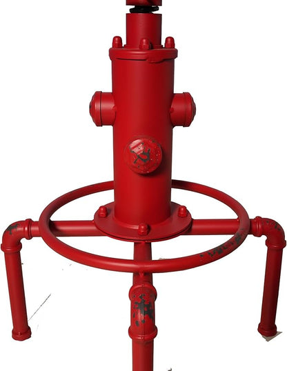 Topower Aged Antique Vintage Industrial Barstool Solid Wood Water Pipe Fire Hydrant Design Cafe Coffee Industrial Bar Stool Set of 2 Antique Red