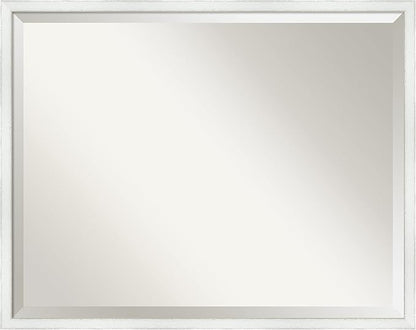 Amanti Art White Bathroom Mirror for Over Sink, 23x29 Breeze Distressed White Rectangle Vanity Mirror, Large Country Rustic Wood Frame, Hangs Horizonally and Vertically, Bathroom Wall Decor, Beveled