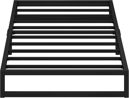 EMODA 7 Inch Twin Bed Frames No Box Spring Needed, Heavy Duty Metal Twin Platform Bed Frame, Noise Free, Easy Assembly, Black