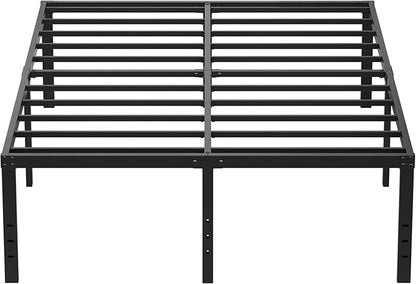 EMODA 20 Inch Queen Bed Frame No Box Spring Needed Heavy Duty Metal Tall Platform Bed Frame Queen Size with Large Storage Space, Easy Assembly, Black