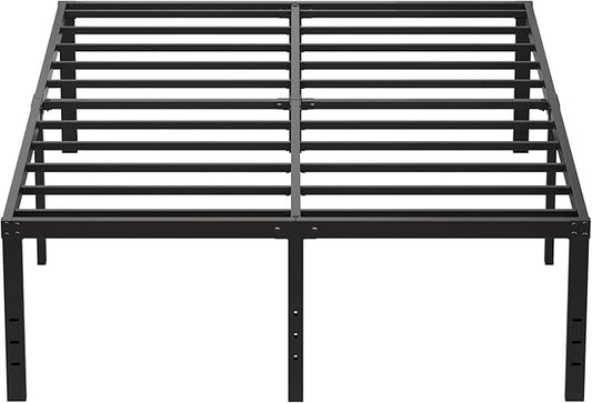 EMODA 20 Inch Queen Bed Frame No Box Spring Needed Heavy Duty Metal Tall Platform Bed Frame Queen Size with Large Storage Space, Easy Assembly, Black
