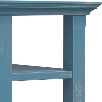 SIMPLIHOME Acadian 14-inch Wide Solid Wood Narrow End Table in Distressed Coastal Blue, Transitional-Style Side Table for Living Room, Bedroom, or Family Room with 2 Open Shelves