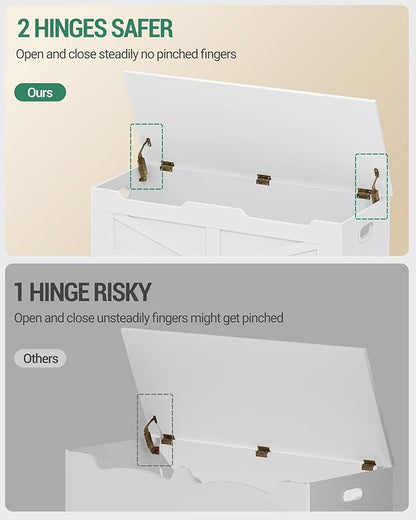 39.4" Storage Chest, Extra Large Storage Trunk with 2 Safety Hinges, Wooden Box Bench, Lift-Top Organizer Chest, Shoe Bench for Entryway, Bedroom, Living Room, White SB03403X