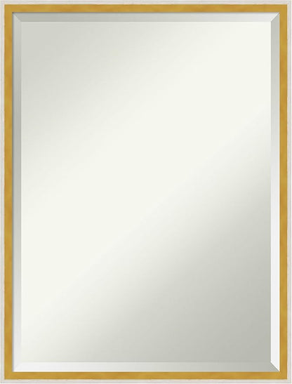 Amanti Art White Bathroom Mirror for Over Sink, 25x19 Paige White Gold Rectangle Vanity Mirror, Medium Modern Contemporary Wood Frame, Hangs Horizonally and Vertically, Bathroom Wall Decor, Beveled