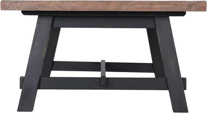 Alaterre Furniture Adam 48-Inch Solid Wood Coffee Table - Easy Assembly Rustic Industrial Design Accent Table with Natural Wood Grain for Living Room