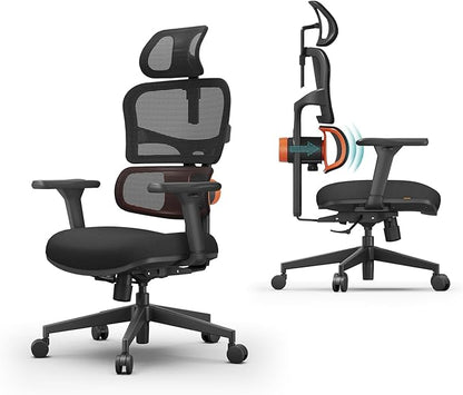 Newtral Ergonomic Office Chair - Home Office Desk Chair, Big and Tall Office Chair with Auto-Following Lumbar Support, Adjustable Seat Depth and Height (No Foot Rest + Laptop Table, Black)