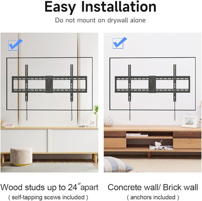 Suptek Tilt TV Wall Mount Bracket for Most 42-90 inch TV, Universal Mount with Max 800x400mm VESA and 154lbs Loading Capacity, Fits Studs 16” 18“ 24" Apart, Low Profile with Bubble Level (MT5084)