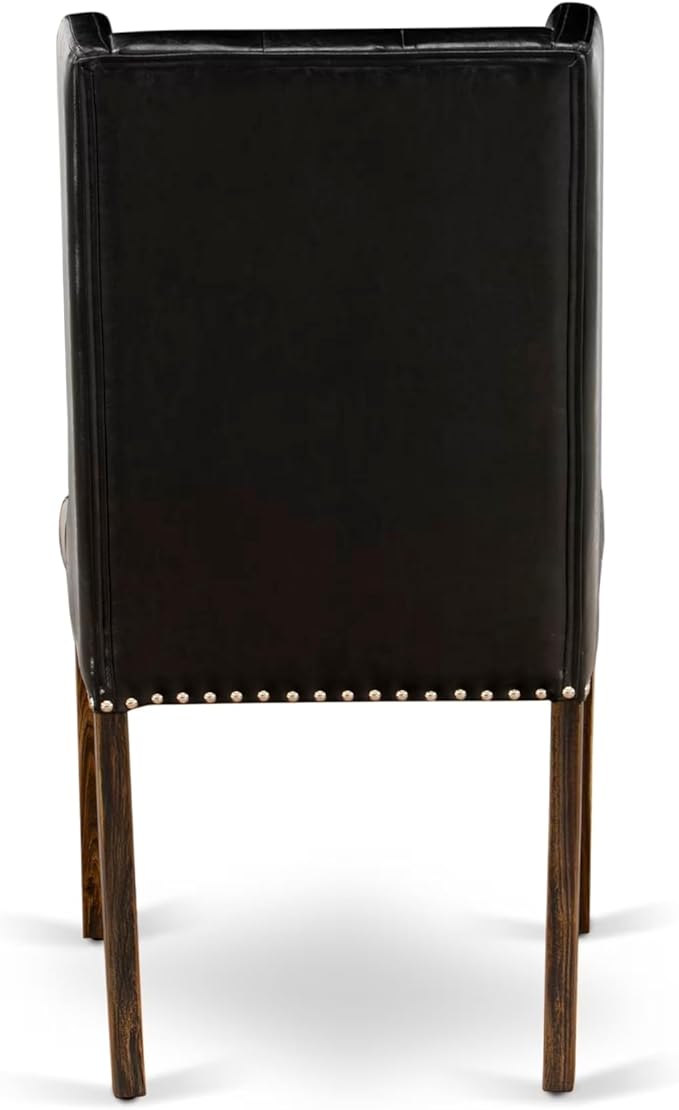East West Furniture V797FO749-7 7 Piece Dining Room Table Set Consist of a Rectangle Kitchen Table with V-Legs and 6 Black Faux Leather Parson Dining Chairs, 40x72 Inch, Multi-Color