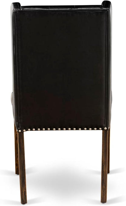 East West Furniture V727FO749-7 7 Piece Dining Table Set Consist of a Rectangle Dining Room Table with V-Legs and 6 Black Faux Leather Parsons Chairs, 40x72 Inch, Multi-Color