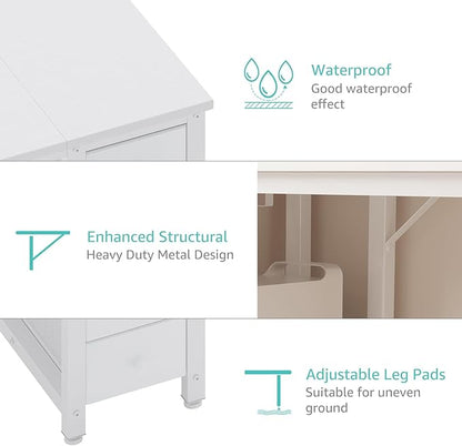 Lufeiya White Computer Desk with Fabric Drawers & Storage Shelves, 55 Inch Study Work Writing Desk for Home Office Bedroom, Simple Modern Cute PC Desks Table, White