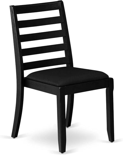 East West Furniture LGX19-BLK-24 -9 Piece Dining Set Includes a Rectangular Kitchen Table with Black Tabletop and 8 Stackable Polyester Fabric Chairs, Black