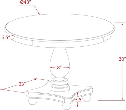 East West Furniture F2EL7-718 7 Piece Dining Table Set Consist of a Round Kitchen Table with Pedestal and 6 Brown Linen Linen Fabric Parson Dining Room Chairs, 48x48 Inch, Distressed Jacobean