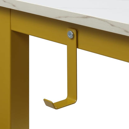 Finnhomy Bar Table Set, 47" Pub Table High Top Table, Rectangular Bar Height Table, Bar Table with Stools, Kitchen Table Set for 2, Industrial Breakfast for Kitchen, Living Room, Gold