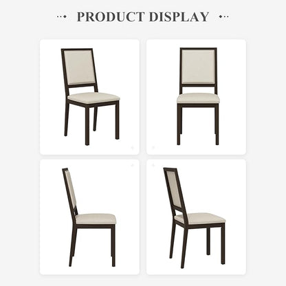 COLAMY Upholstered Kitchen Dining Chairs Set of 6, Wood Dining Chairs with Back, 19 Inch Fabric Farmhouse Dining Room Side Chairs with Wooden Legs for Kitchen Dining Living Room Courtyard, Brown