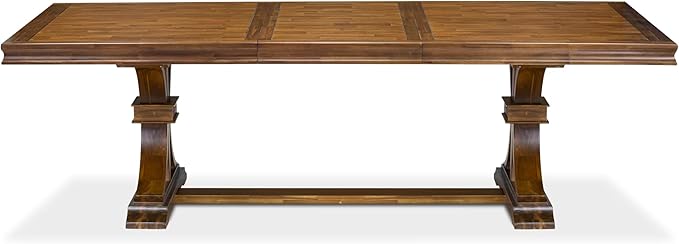 LEDA9-AWA-22 9-Piece Modern Dining Table Set Includes a Kitchen Table and 8 Willow Green Polyester Fabric Dinner Chairs with Button Tufted Back - Antique Walnut Finish
