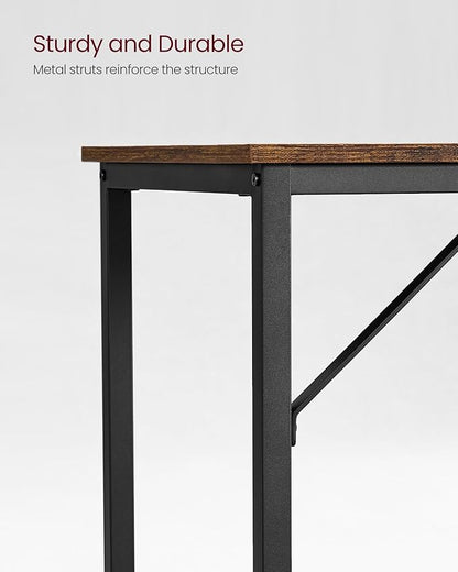 VASAGLE Computer Desk, Gaming Desk, Home Office Desk, for Small Spaces, 19.7 x 39.4 x 29.9 Inches, Industrial Style, Metal Frame, Rustic Brown and Black ULWD41X