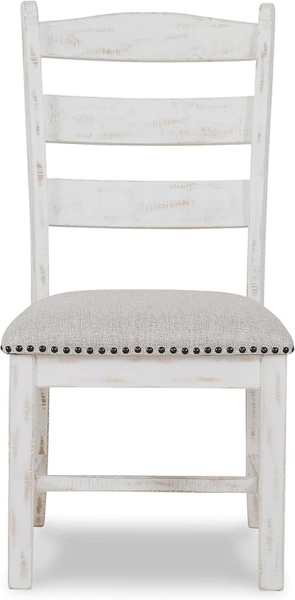 Signature Design by Ashley Valebeck Vintage Farmhouse Cushioned Dining Chair, 2 Count, Whitewash
