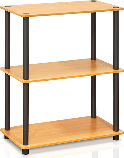 Furinno Turn-N-Tube 3-Tier Compact Multipurpose Shelf Display Rack, Light Cherry