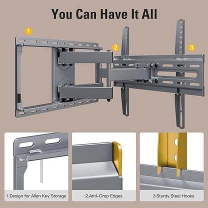 Mounting Dream TV Wall Mount for 32-65 Inch Television,Mount with Swivel and Tilt, Full Motion Bracket with Articulating Dual Arms, Fits 16inch Studs, Max VESA 400X400 mm, 99lbs, MD2581