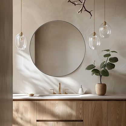 ANDY STAR 30" Round Brushed Nickel Bathroom Mirror, Silver Wall Mirror for Bathroom，Metal Round Circle Mirror for Wall, Bathroom (Premium Stainless Steel Frame)