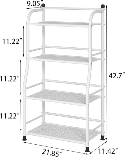 4 Tier Metal Shelf Storage Shelves Living Room Bookshelf Bathroom Corner Storage Rack for Kitchen,Indoor Plant Stand (Matte White, 4 Tier)