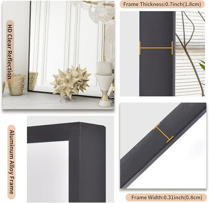 Koonmi Black Mirrors for Wall, 24x36 Inch Bathroom Mirror, Rectangular Wall Mirror for Living Room Bedroom Bathroom, Hangs Horizontally or Vertically