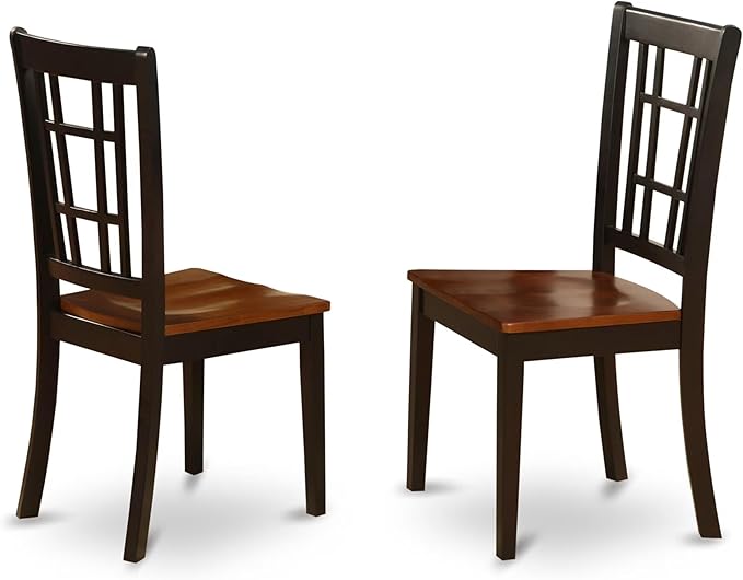 East West Furniture MZNI5-BCH-W 5 Piece Kitchen Table Set for 4 Includes a Rectangle Dining Room Table with Dropleaf and 4 Solid Wood Seat Chairs, 36x54 Inch, Black & Cherry