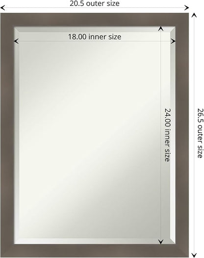Amanti Art Grey Wall Mirror 27x21 Edwin Clay Grey Rectangle Bathroom Mirror for Wall Decor Living Room, Medium Casual Wood Frame, Hangs Horizonally and Vertically, Bathroom Decor, Beveled Edge from WI