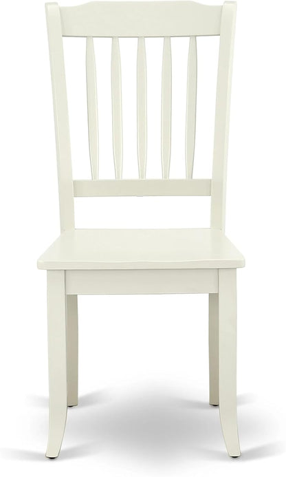 East West Furniture AMDA3-LWH-W 3 Piece Dinette Set for Small Spaces Contains a Round Kitchen Table with Pedestal and 2 Dining Chairs, 36x36 Inch, Linen White