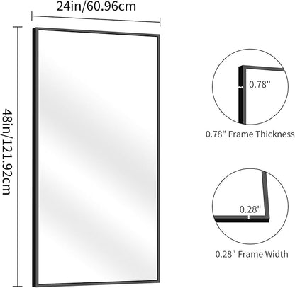 YIROMAN Bathroom Mirror 48"x24", Large Brushed Gold Bathroom Mirror for Over Sink with Aluminum Frame, Rectangular Vanity Mirror with Right Angle, Wall Mirror Hangs Horizontal or Vertical