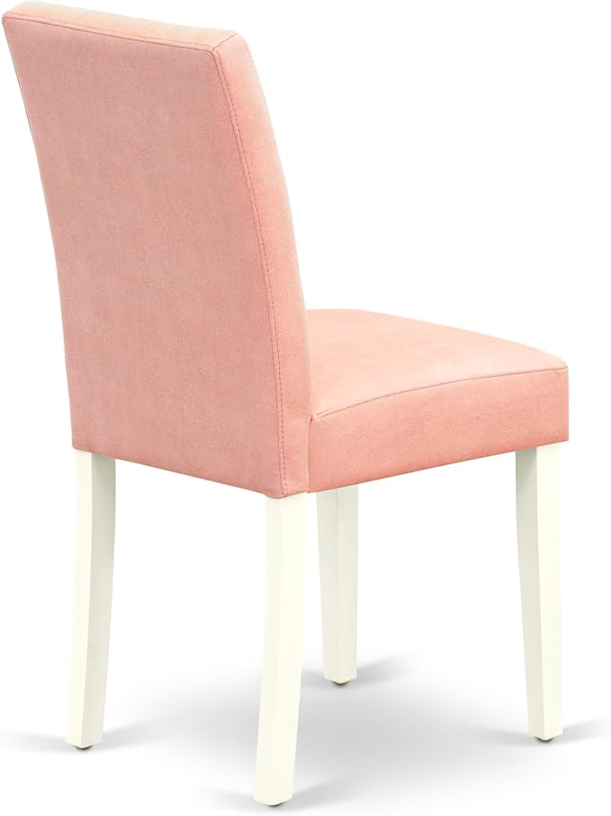 East West Furniture VAAS5-LWH-42 5 Piece Mid-Century Dining Table Set Includes A Wood Table and 4 Beige Red Polyester Fabric Padded Chairs with Stylish Back- Linen White Finish