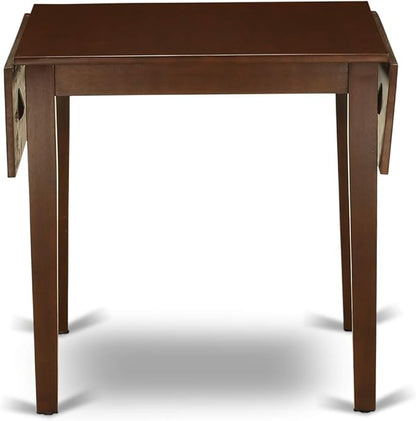 East West Furniture NDGR5-MAH-W 5 Piece Kitchen Table Set for 4 Includes a Rectangle Dining Table with Dropleaf and 4 Dining Room Chairs, 30x48 Inch, Mahogany