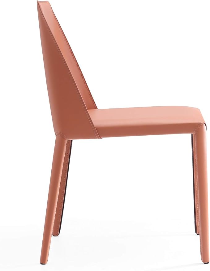 Manhattan Comfort Paris 8-Piece Leather Dining Chair and Armchair Set, Upholstered in Luxurious Saddle Material, Metal Frame, Ideal for Industrial and Coastal Homes, No Assembly, Clay