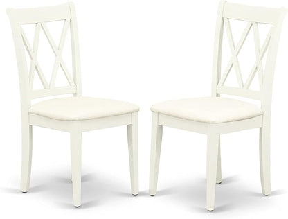East West Furniture HBCL5-LWH-C 5 Piece Dining Table Set for 4 Includes a Round Kitchen Table with Pedestal and 4 Linen Fabric Dining Room Chairs, 42x42 Inch, Linen White