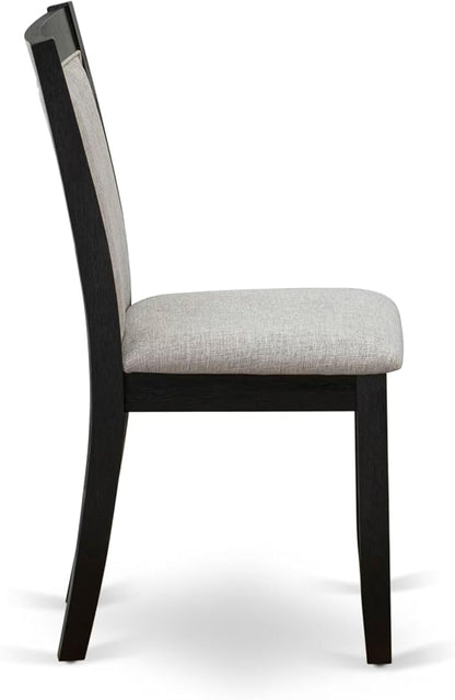 East West Furniture V677MZ606-6 6 Piece Dinette Set Contains a Rectangle Dining Room Table with V-Legs and 4 Shitake Linen Fabric Parson Chairs with a Bench, 40x72 Inch, Multi-Color
