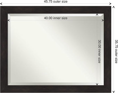 Amanti Art Brown Bathroom Mirror for Over Sink, 36x46 Furniture Espresso Rectangle Vanity Mirror, X-Large Casual Frame, Hangs Horizonally and Vertically, Bathroom Wall Decor, Beveled Edge from WI, USA