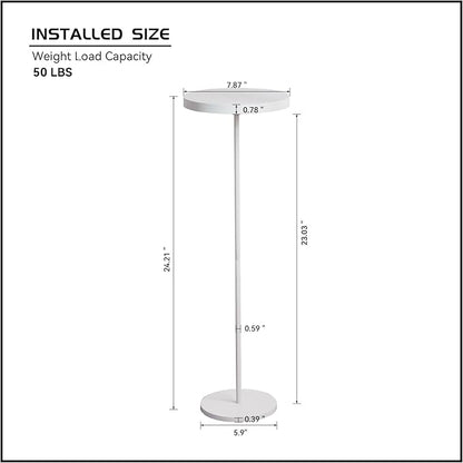 Small Side Table, Metal Round Drink Table, Desktop Diameter 7.87“ for Living Room Bedroom Small Spaces Sofa Couch Chair, White