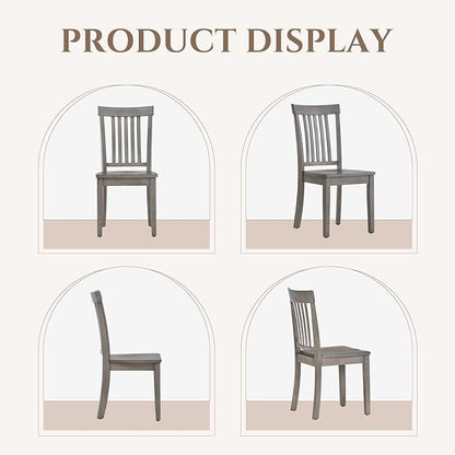 COLAMY Wooden Dining Chairs Set of 6, Spindle High Back Windsor Kitchen Side Chair, Farmhouse Dining Chairs for Kitchen and Dining Room, Light Grey
