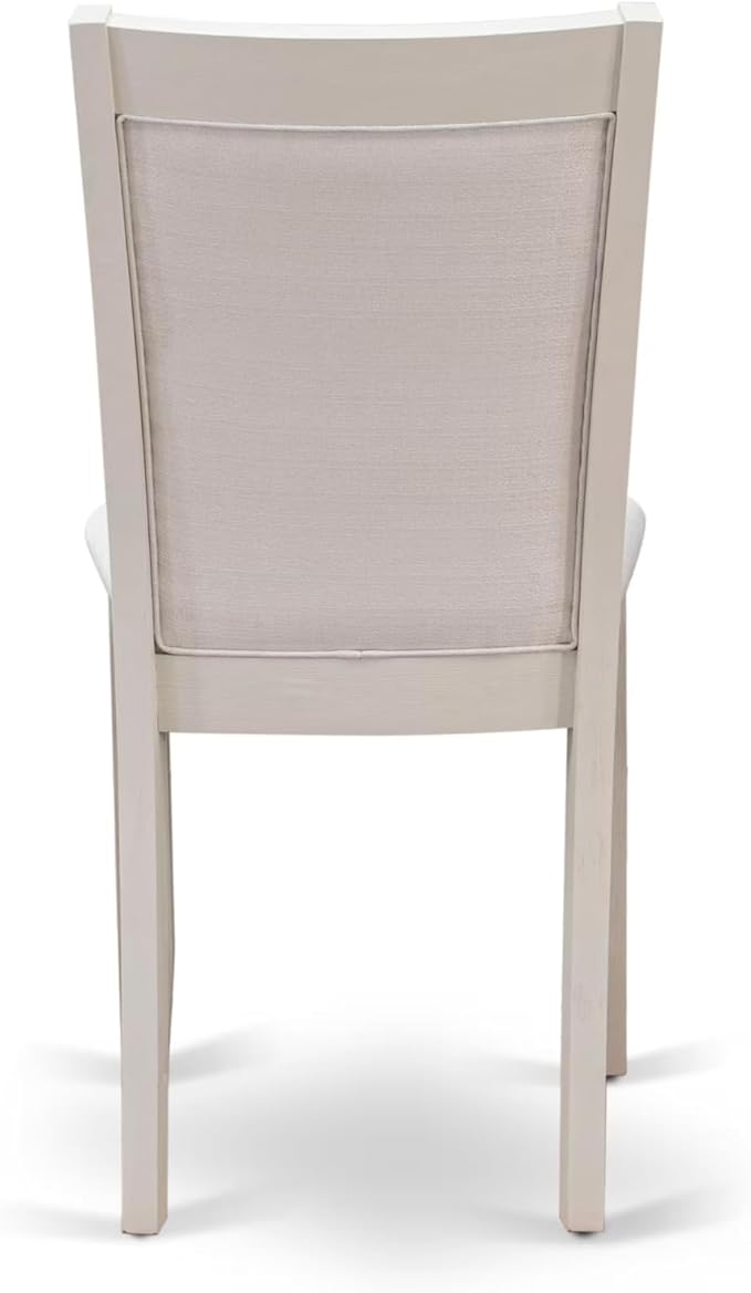 East West Furniture V077MZ001-6 6 Piece Dinette Set Contains a Rectangle Dining Room Table with V-Legs and 4 Cream Linen Fabric Parson Chairs with a Bench, 40x72 Inch, Multi-Color